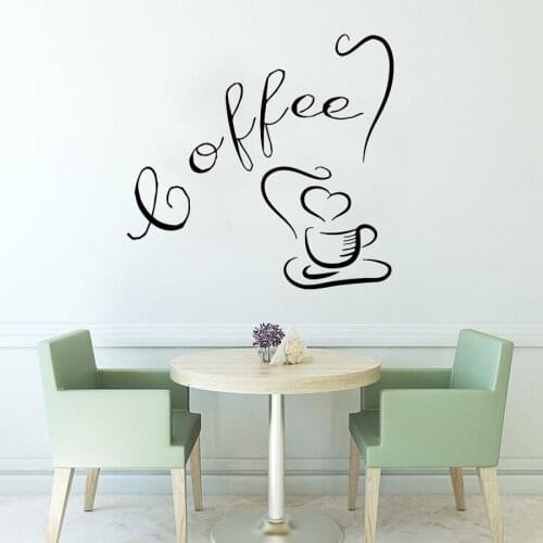 Coffee Cup With Love Tea Time Drinks Kitchen Cafe Office Interior Design Wall Decals Home Art Vinyl Wall Sticker Decoration