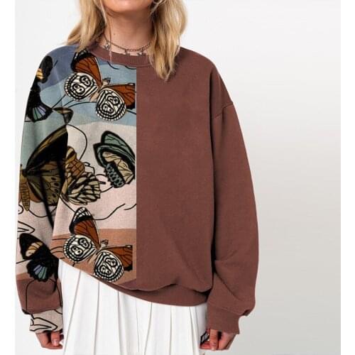 2021 Summer Streetwear Butterfly Women Clothes Plus Size Sweatshirt Women Long Sleeve Oversize Harajuku Hoodies Pullovers Tops