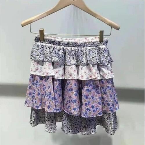 Women Summer Hit Color Spliced Slim High-Waisted Mini Skirt Female Print French Sweet Skirt Ladies Brand Casual New Skirts ML183