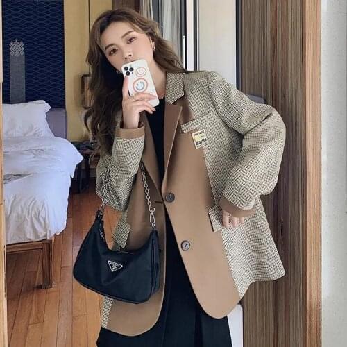 Autumn Female Chic Plaid Casual Spring New Color Matching Popular Wild New Popular Women Blazer