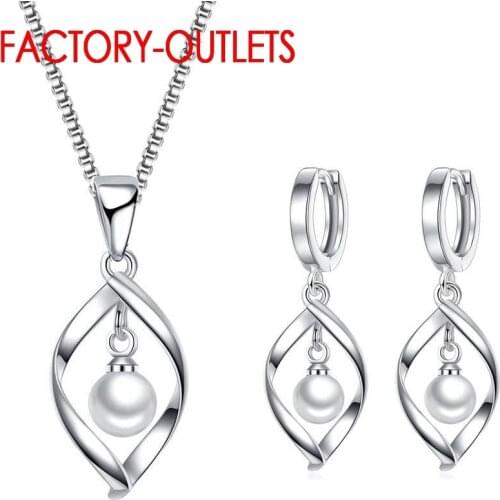 925 Sterling Silver Bridal Jewelry Sets Trendy Fashion Jewelry Pearl Women Girls Engagement Anniversary Wholesale