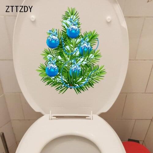 ZTTZDY 20.2×25CM Blue Bell Pine Branch Toilet WC Decoration Fashion Home Room Wall Stickers Mural T6-0014