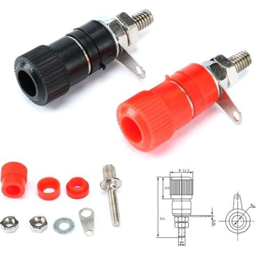 10pcs 4mm Banana Socket Nickel Plated Binding Post Nut Banana Plug Jack Connector Red + Black