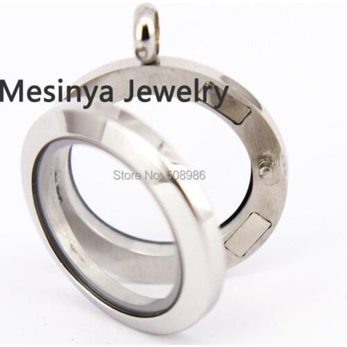 10pcs Stainless steel 25mm plain magnetic round glass locket for floating charms keepsake Xmans gift , no charms included