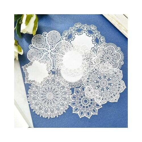10 pcs/pack Exquisite White Lace Paper Doilies/Placemats for Wedding Party Decoration Supplies Scrapbooking Paper Craft A