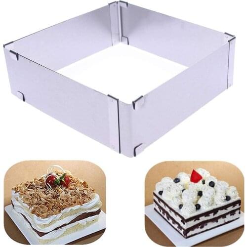 18/28CM Adjustable Cake Molds Stainless Steel Baking Moulds Square Form Ring Mousse Mold Fondant Cutter Cake Decorating Tool