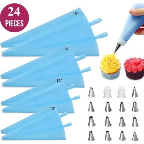 Meibum 24Pcs Stainless Steel Icing Piping Nozzles Pastry Tips Set Cake Decorating Accessories Pastry Dessert Baking Tools