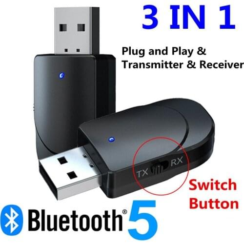 3 IN 1 Bluetooth 5.0 Audio Receiver Transmitter 3.5mm Jack AUX USB Stereo Music Wireless Adapter For TV Car PC Headphones