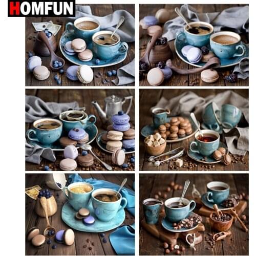 HOMFUN Full Square/Round Drill 5D DIY Diamond Painting "Coffee cookies" 3D Diamond Embroidery Cross Stitch Home Decor Gift