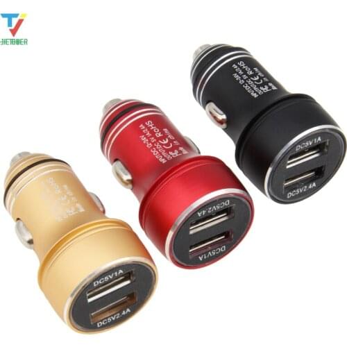 Dual USB Car Charger 2.4A Fast Charing 2 Port USB 12-24V Car Cigarette Socket Lighter for Car USB Charger Power Adapter 100pcs