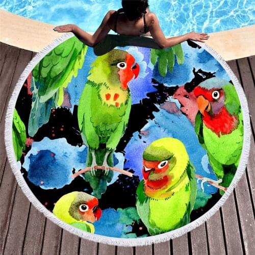 Free shipping Gift Tropical Plant Flower Monstera Leaves Parrot Toucan Bird Fringed Large Spa Swim Pool Bath beach towel Blanket