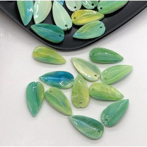 10x19MM 80Pcs Mix Colors Acetate Imitation Shell Leaf Beads Loose Acrylic Charms Diy Jewelry Making Accessories Findings
