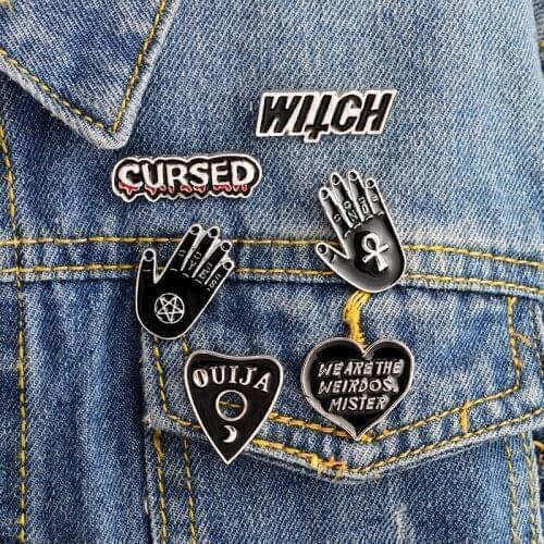 Black Magic Witch Palm OUIJA Heart Icons Cowboy Jacket Originality Metal Cartoon Pin Badges Backpack Decoration Pins Icon