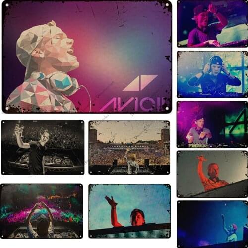 Avicii Music Decorative Plate Record Producer Metal Tin Sign Retro Poster Metal Plaque Cafe Club Pub Garage Metal Signs Poster