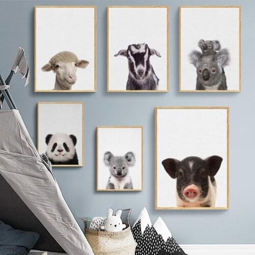 Children Poster Sheep Rabbit Koala Baby Nursery Wall Art Canvas Print Painting Decorative Picture Nordic Kid Girl Bedroom Decor