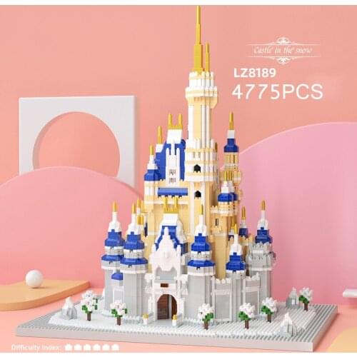 Disney world park Fairy Tales micro diamond block Disneyland castle IN the snow model brick toy nanobrick collection for gifts