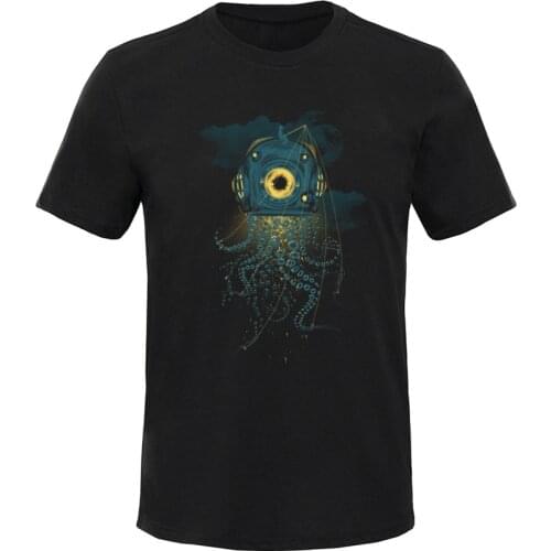 Great Balance T-shirt Men Astronaut Fisher Universe T Shirt Helmet Sea Life Octopus Print Tshirt Jellyfish Tops Tees 100% Cotton