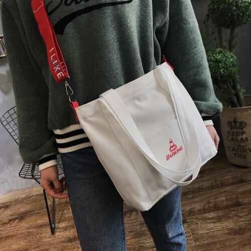PURFAY Canvas women shoulder bag Handbags Cloth Tote Bag Shopping Eco Reusable Shoulder Bag White Shopper Bags utility tote bag