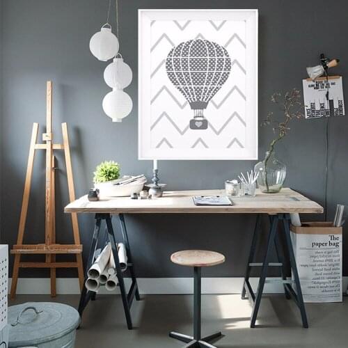 Canvas Painting Nordic Style Cartoon Cloud Moon Hot Air Balloon Abstract Nursery Wall Art Posters And Prints Modern Room Decor