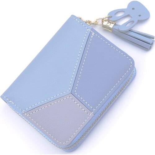 New student Wallet Short Women Wallets Zipper Purse Patchwork Panelled Wallets Trendy Coin Purse Card Holder Leather Clutch Bag