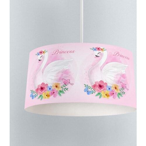 Lamp For Kids Bedrooms Light Chandelier for Living Room Childrens Room Powder Pink Princess Swan Model 177