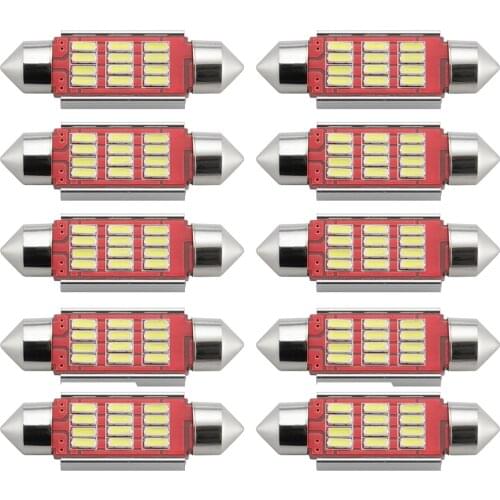 10pcs Interior car lamp 31 36 39 41mm 12SMD LED Lantern Canbus White Indoor Lights Bulb Replace reading Luggage Glove box light