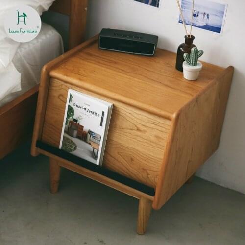 Louis Fashion Solid Cherry Black Walnut Small Bedside Cabinet