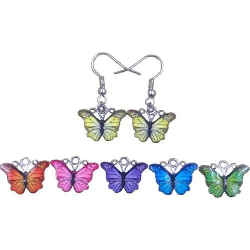 6 Styles Sweet Korean Casual Colorful Butterfly Oil Drip Women Female Girl Girlfriend Gift Drop Earrings Jewelry BE007-012