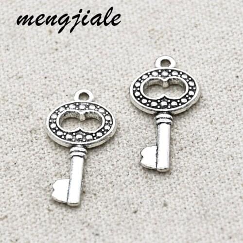15pcs Fashion Antique Silver Key Charms Alloy Metal Pendants For DIY Handemade Supplies Jewelry Accessories Making 29*15mm
