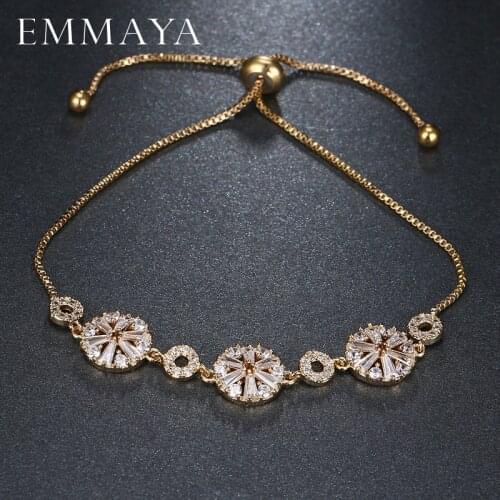 EMMAYA Gold Color Flower Trendy Bracelet AAA Zircon Stone Bracelet Fashion Jewelry for Women