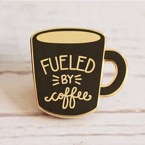 Cartoons Fueled By Coffee Lovers Enamel Brooch Pin Backpack Hat Bag Lapel Pins Badges Women Mens Fashion Jewelry Accessories