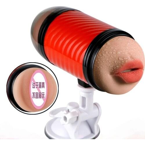Male masturbator 3D vibrating vagina real pussy sex toy man penis massage sucker holder erotic adult goods store masturbator