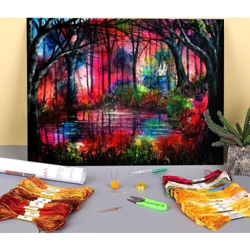 Natural Scenery Swallows Secret Printed Canvas 11CT Cross-Stitch Embroidery Complete Kit DMC Threads Painting Stamped