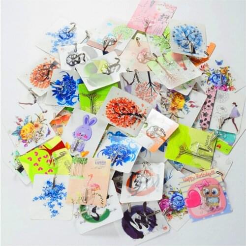 Pattern Printing Sticky Hook Bathroom Waterproof Keychain Hooks Strong Stickiness Home Wall-Mounted Kitchen Household Products