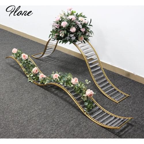 New wedding flower stand Crystal wave S-shaped ever-changing big wave grid road lead iron art wedding golden decoration