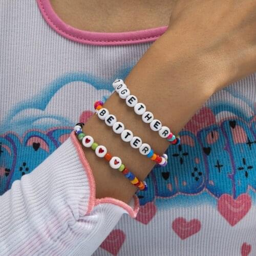 New Cute Rainbow Adjustable Beaded Bracelet for Girls Women Angel Better Letters Fashion Bohemia Bracelet Bangle Gifts
