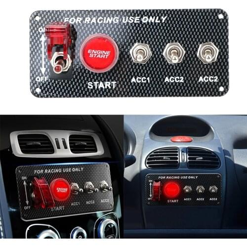Carbon Fiber LED Toggle Switch for Racing Car Engine Start Push Button 12V LED Ignition Switch Panel Car Accessories