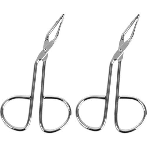Slant Tip Scissors Shaped Tweezers with Handle, 2 Pack, Stainless Steel Material, Professional for Shaping Eyebrow