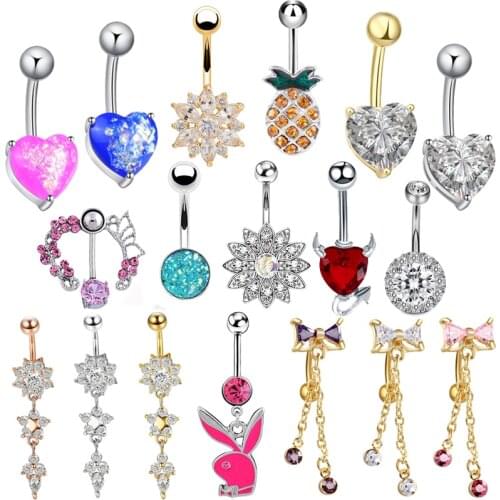 1PC Trendy Gold Color Belly Button Piercing 14G Navel Piercings for Women Dangle Earrings Belly Bar Sexy Body Piercing Jewelry