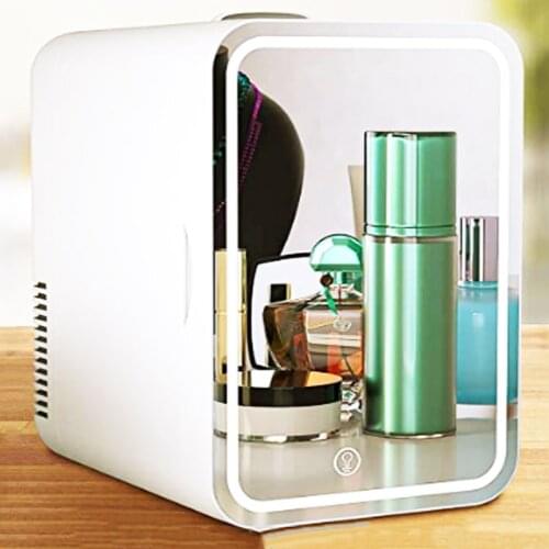 8L Portable Refrigerator Mini Fridge For Cosmetic Beauty Skin Care With Led light Mirror Storage Cooler Warmer Home Car Dual Use