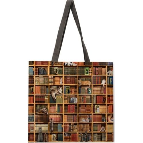 Cartoon animation printing casual handbag linen multifunctional fashion shopping bag reusable ladies handbag daily beach bag