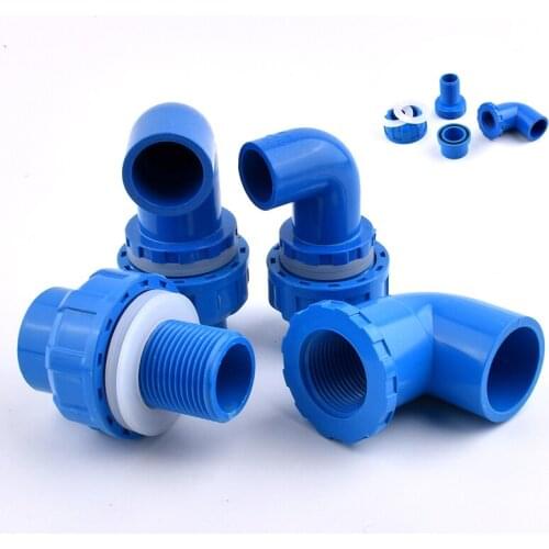 20-50mm Quality L Type Blue PVC Pipe Connectors Fish Tank Drain Pipe Joints Garden Irrigation Water Supply System Accessories