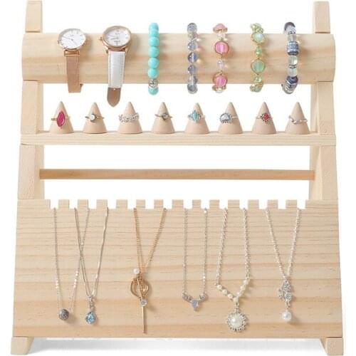 Solid Wood Jewelry Rack Hanging Necklace Bracelet Jewelry Rack Ring Storage Rack Counter Display Jewelry Display Props