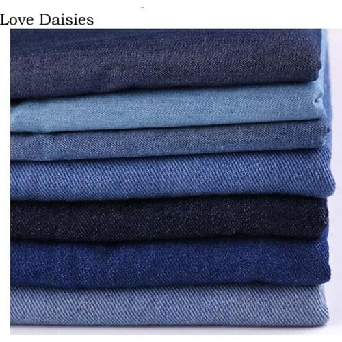 100% Cotton Washed Light Dark Black Blue DenimTwill Fabrics for DIY Spring Summer Fashion Apparel Casual Shirt Pants Dress Skirt