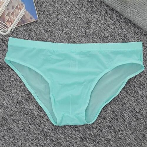 Hot New Mens Sexy Ice Silk Underwear Briefs Men Ultra Thin Transparent Comfortable Panties Low Rise Male Mini Underpant