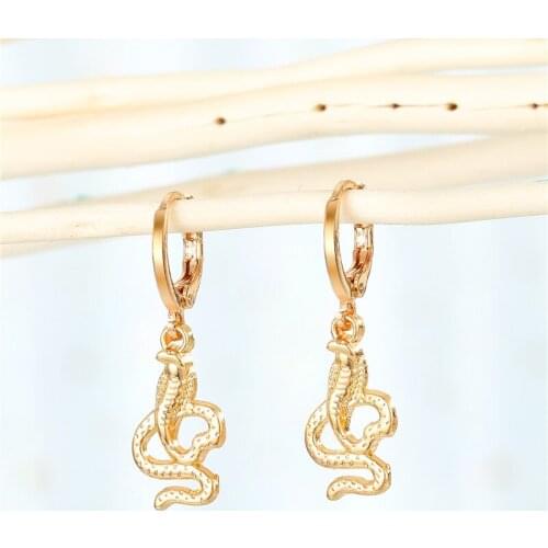 1Pair Vintage Punk Cute Small Snake Hoop Earrings For Women Bohemian Gothic Ethnic Animals Pendant Circle Stud Earrings Jewelry
