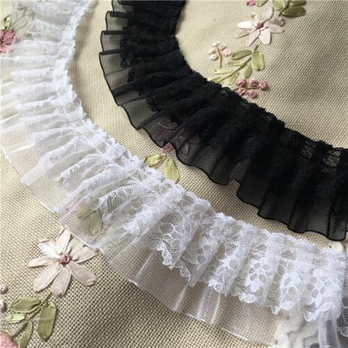 1Yard 91cm Pleated Guipure White Lace Ribbon Trim 5cm DIY Sewing Black Lace Fabric Dress Decoration Clothes Craft Supplies KQ5