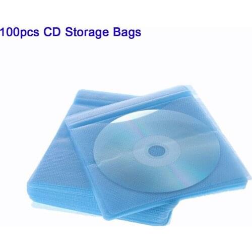 100Pcs CD DVD Case Holder Storage Bags Protection Sleeve Practical Envelope Cover Double Sided PP Bag Carry Case Organizer