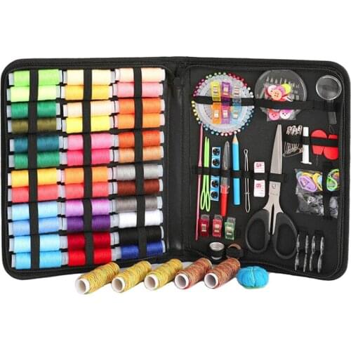 206PCS/Set Multi-Function Sewing Box Set DIY Hand Sewing Bag Stitching Embroidery Thread Sewing Box Sewing Kits Sewing Tools