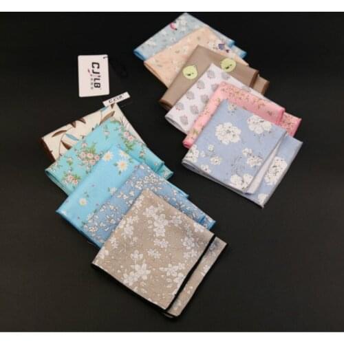 30pcs/lot 32color new Korean fashion designer high-end mens casual Pocket Squares Handkerchief cotton printed flower 22x22cm